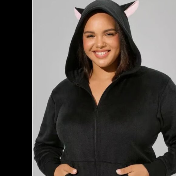 Torrid Fleece Zip Up Cat Ear Onesie Halloween Costume Pajamas Women’s Plus NWT - Picture 2 of 4